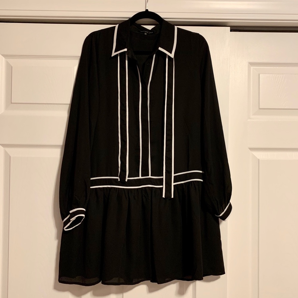 Black dress with Collared Tie